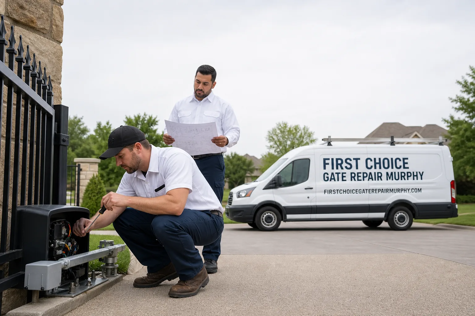 First Choice Gate Repair Murphy service vehicle and crew in Murphy, TX